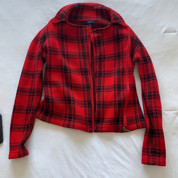 Chaps Sweaters - Flannel patterned jacket